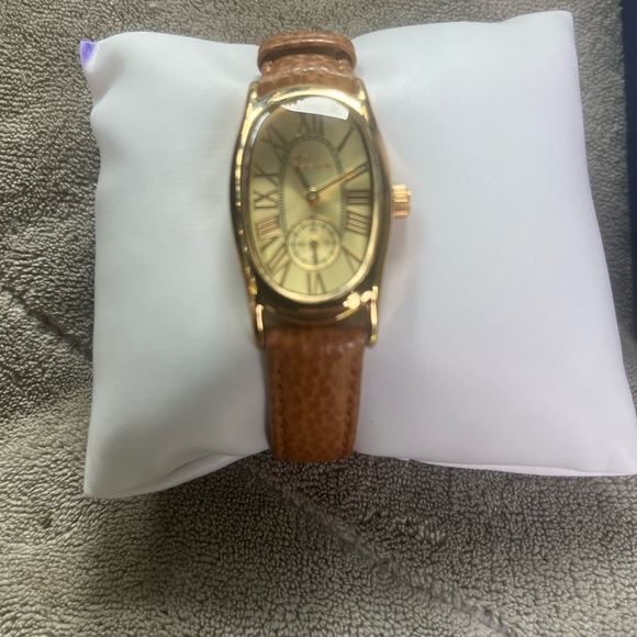 VERONESE Sterling Silver Brown Leather Watch NIB needs battery. main image 6
